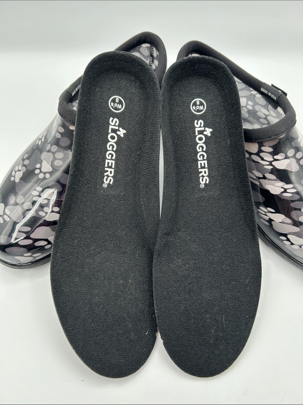 Sloggers Gray and Black Paw Print Sip On Garden Shoes - Picture 12 of 15